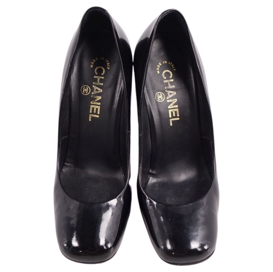 シャネル CHANEL パンプス ロゴ G26218 パテントレザー ヒール シャネル CHANEL パンプス ロゴ G26218 パテントレザー ヒール