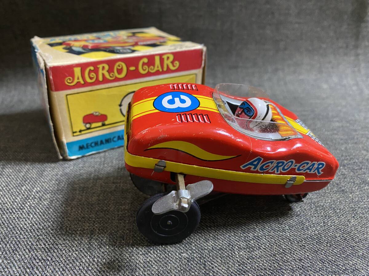 Vintage 1960'S Wind Up Acro Car 米屋 昭和30年代 昭和レトロ ブリキ アクロカー 1960年代 ヨネヤ ヴィンテージ ゼンマイ 箱アリ