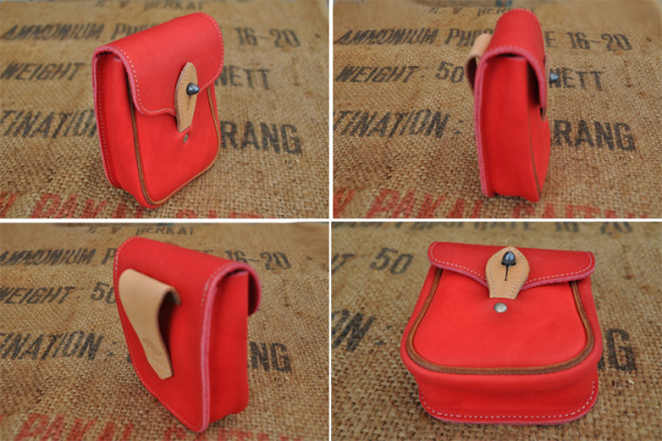 FUNNYfa knee soft leather belt pocket red new goods 