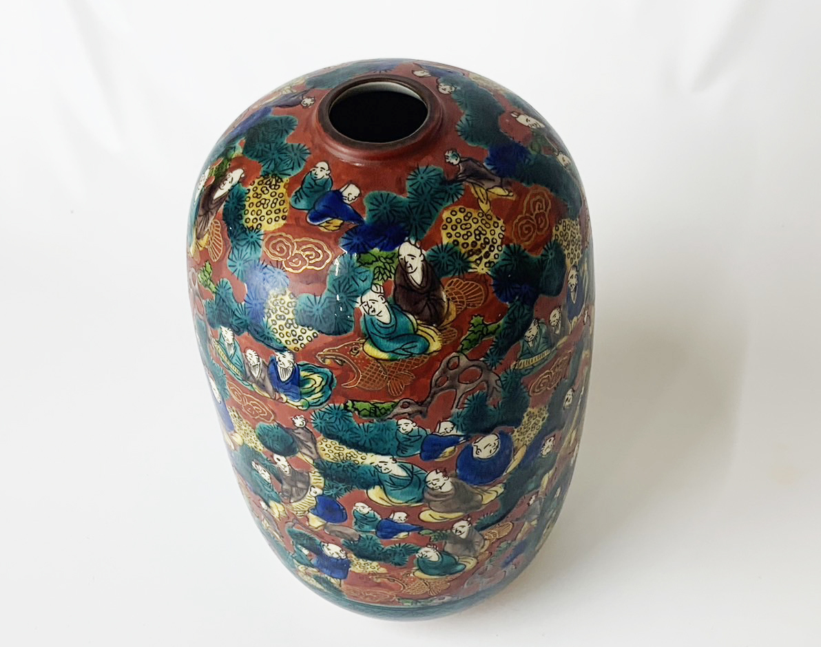九谷木米 花瓶 359 Yahoo!オークション - 1円~ 【時代物】九谷焼 九谷木米 花瓶 花器