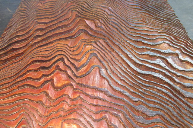 吉野杉杢板六面木目彫り出しくり抜き拭き漆飾り大箱_画像2