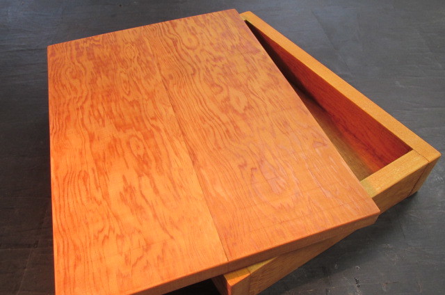 ダグラスファー杢板オイルフィニッシュ飾り箱 硯箱