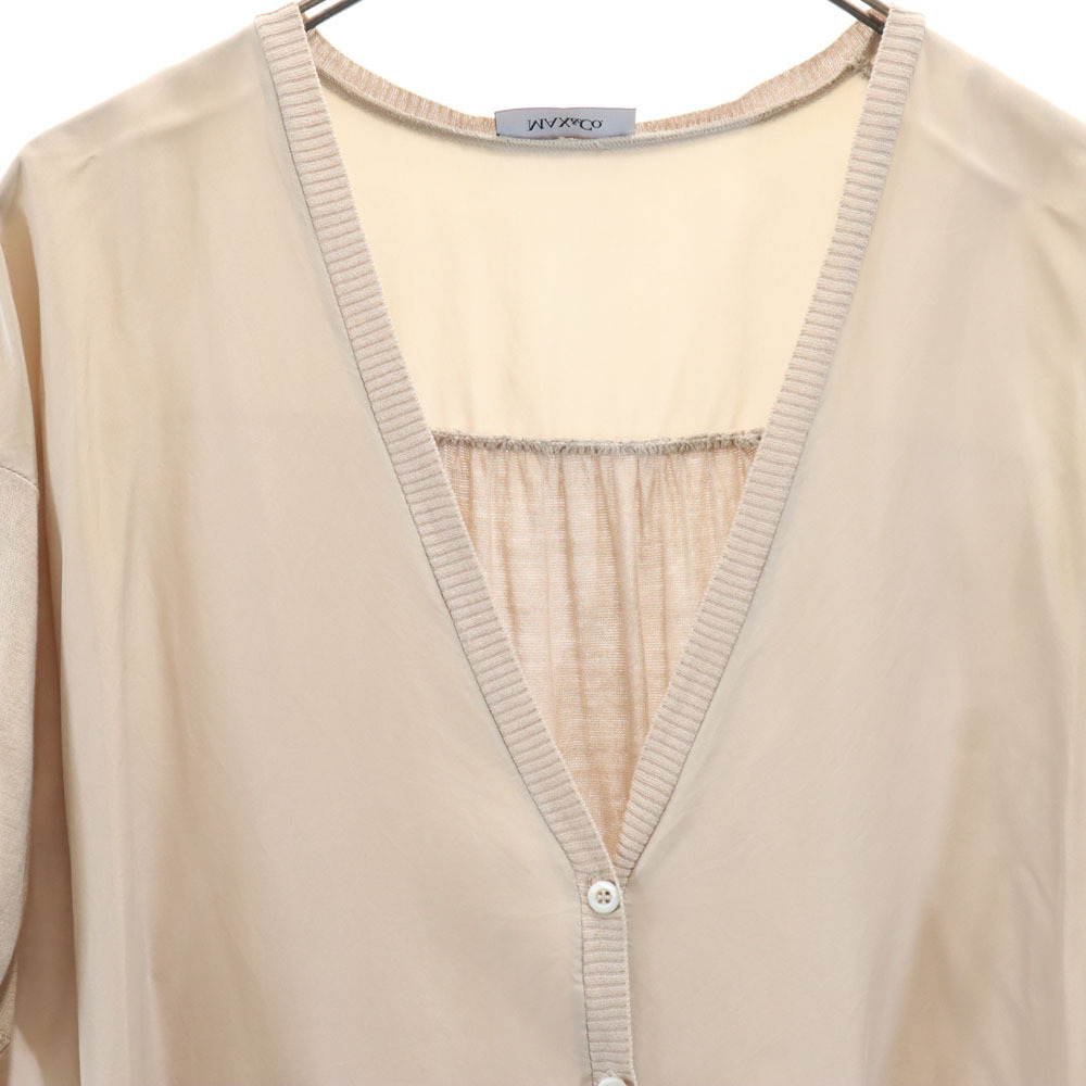  Max Mara short sleeves V neck knitted cardigan M beige MAX MARA lady's 