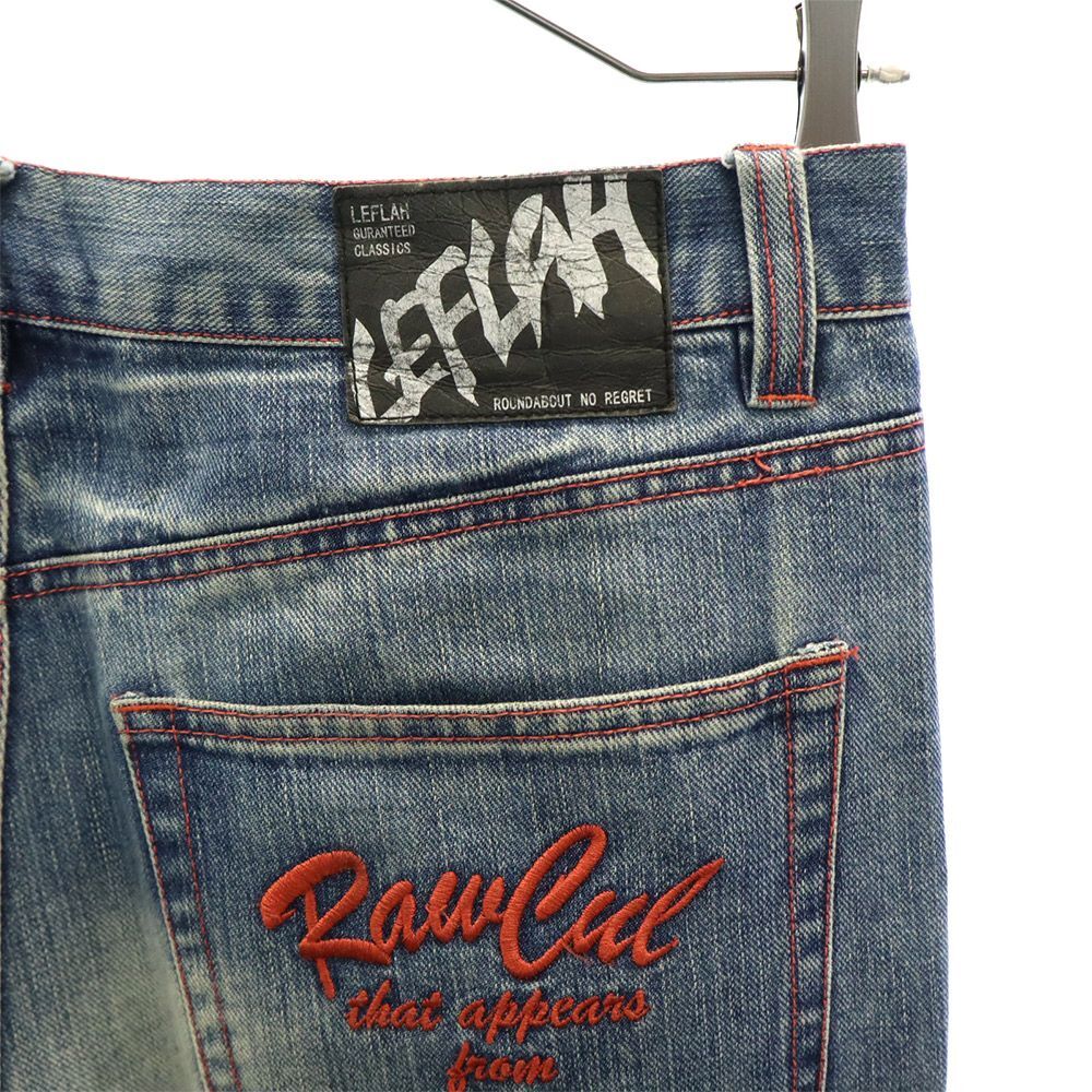  ref la- Logo embroidery tapered Denim pants XL blue LEFLAHji- bread men's 