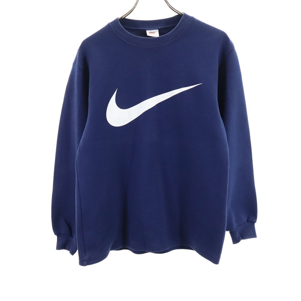 ナイキ 90s 00s オールド 白タグ 長袖 トレーナー L（14/16） ネイビー NIKE キッズ