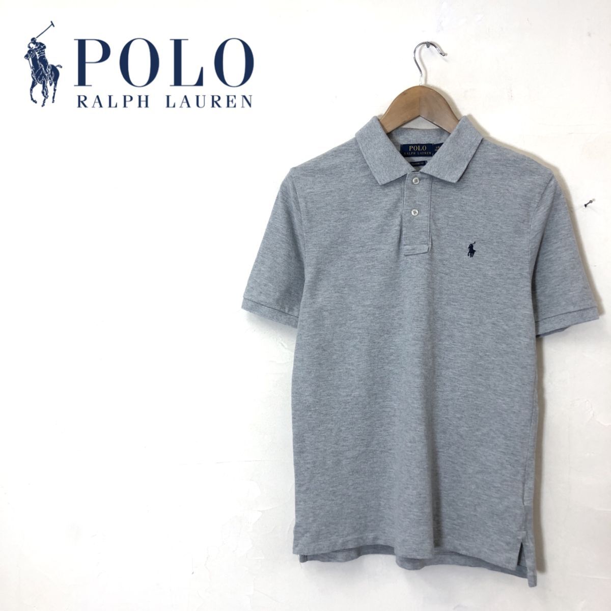 R2125-U-N*POLO RALPH LAUREN Polo Ralph Lauren polo-shirt short sleeves CLASSIC FIT embroidery Logo beautiful . casual *size L/G(14-16) gray cotton 