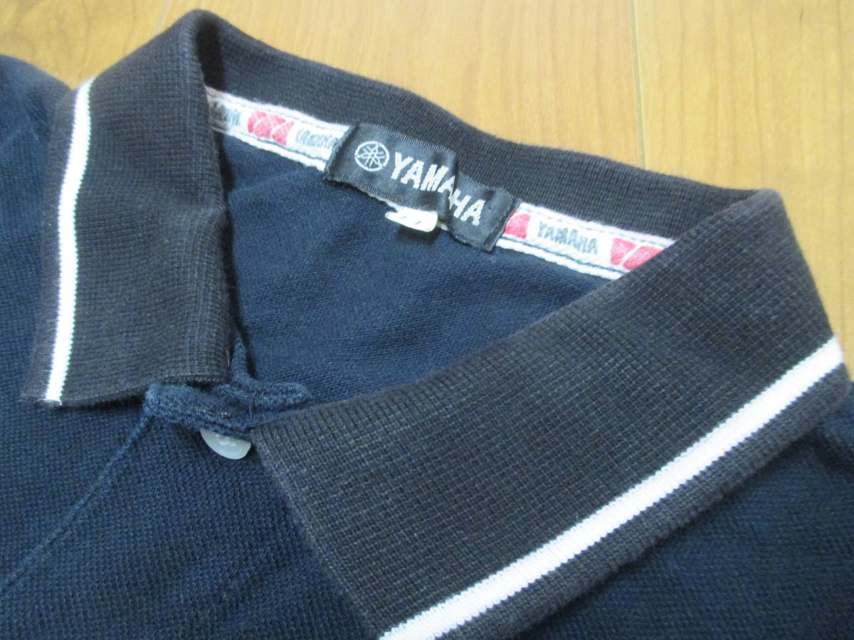 YAMAHA チームヤマハレーシング 刺繍ロゴ ポロシャツ 黒 LLサイズ_画像4