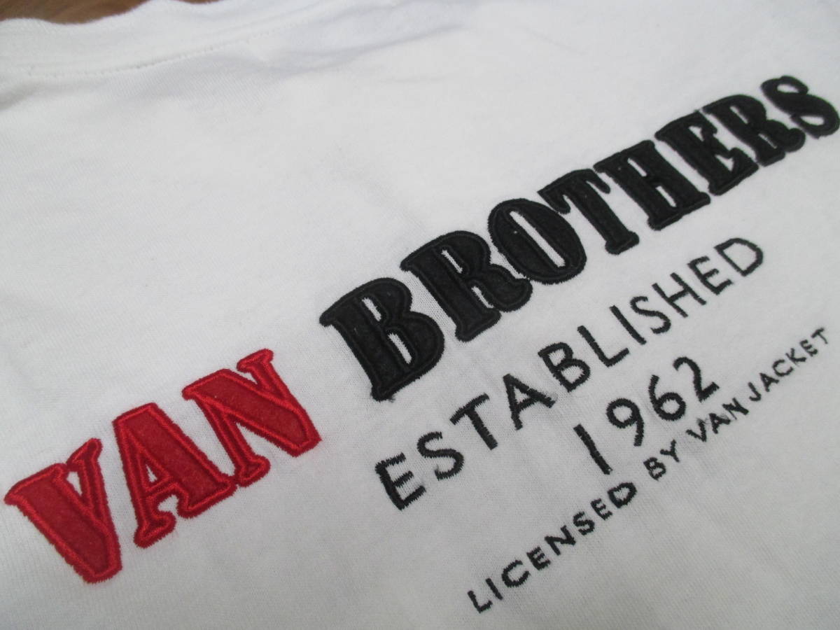 VAN BROTHERS ヴァンブラザーズ VAN JAC 刺繍ロゴ ヘンリーネック ポケットTシャツ Lサイズ_画像8