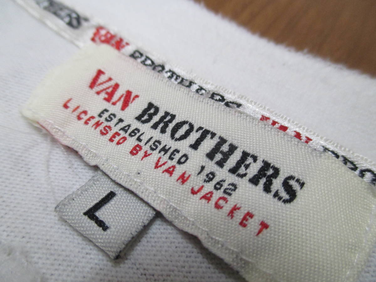 VAN BROTHERS ヴァンブラザーズ VAN JAC 刺繍ロゴ ヘンリーネック ポケットTシャツ Lサイズ_画像9