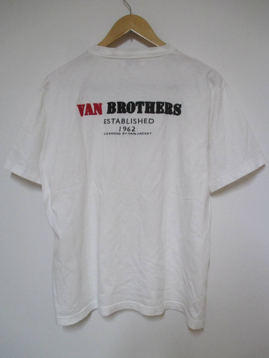 VAN BROTHERS ヴァンブラザーズ VAN JAC 刺繍ロゴ ヘンリーネック ポケットTシャツ Lサイズ_画像1