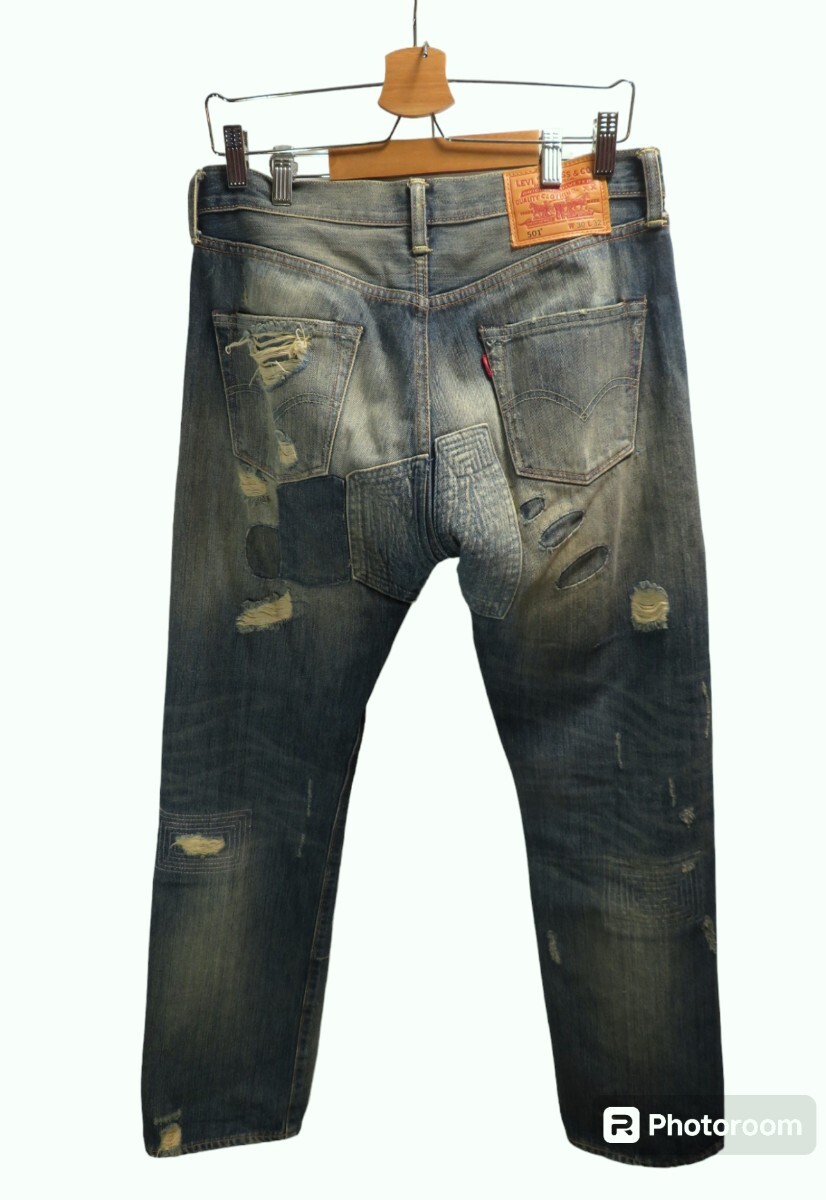Levi's リーバイス501 リペア ダメージ加工 ボタンフライ デニム Levi's リーバイス501 リペア ダメージ加工 ボタンフライ デニム