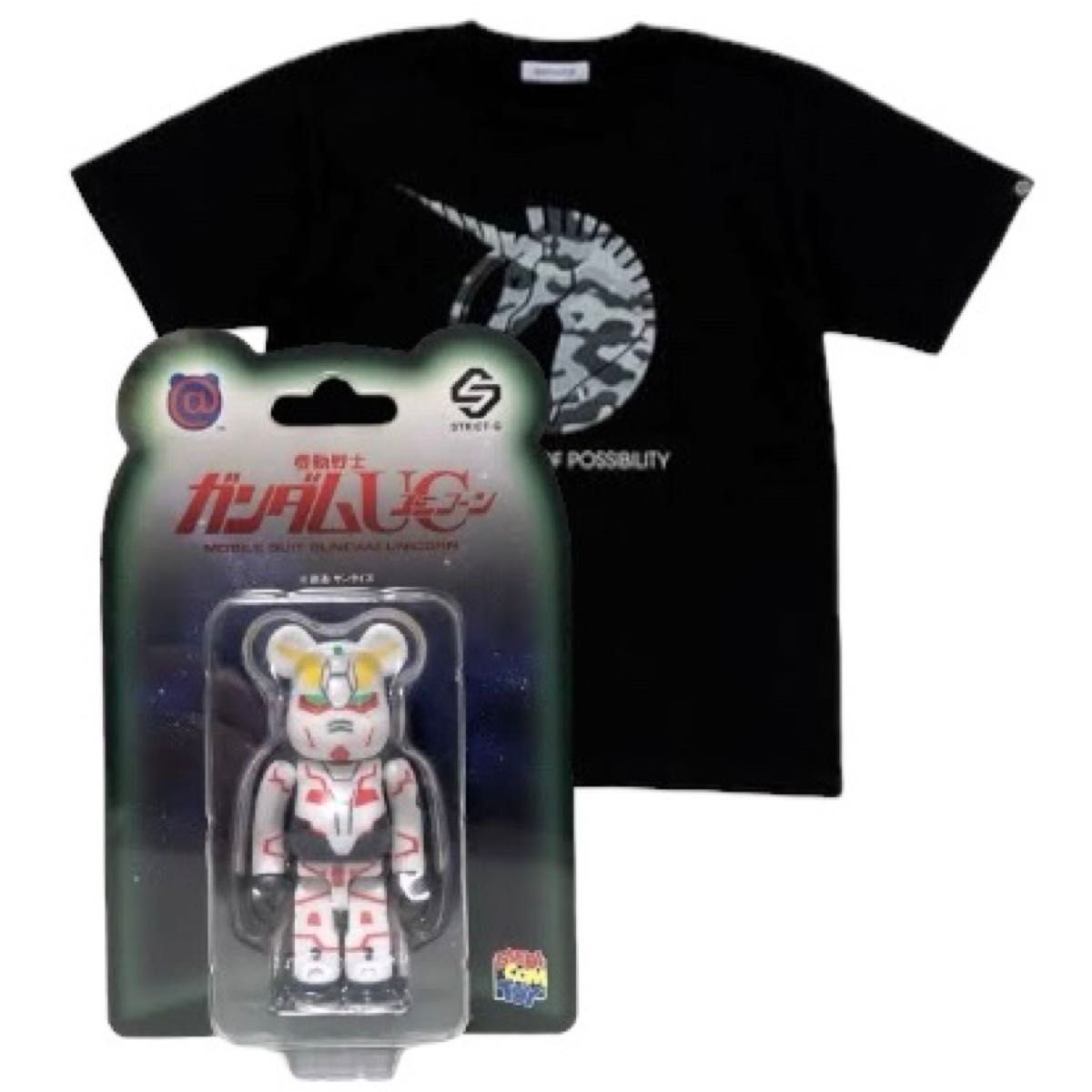 BE@RBRICK ベアブリック ガンダムUC ユニコーン ベアブリック 100% ガンダムUC ユニコーン + Tシャツ セット