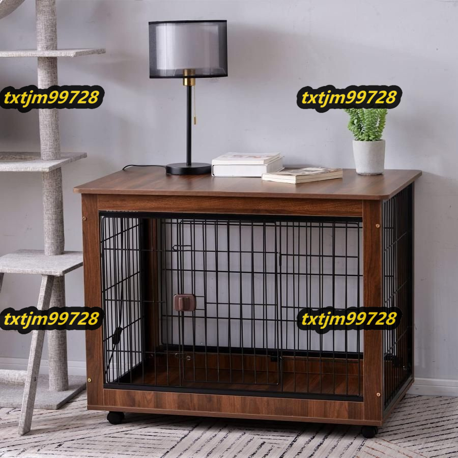 犬 ケージ ゲージ 屋根付き 木目調 サークル 98×64×75cm 小型犬 犬 ケージ ゲージ 屋根付き 木目調 サークル 98×64×75cm 小型犬
