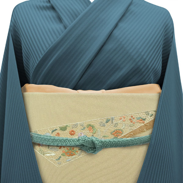 開き名古屋帯 九寸 手刺繍 金糸 薄茶ベージュ 唐花 草花 中古 開き名古屋帯 九寸 手刺繍 金糸 薄茶ベージュ 唐花 草花 中古