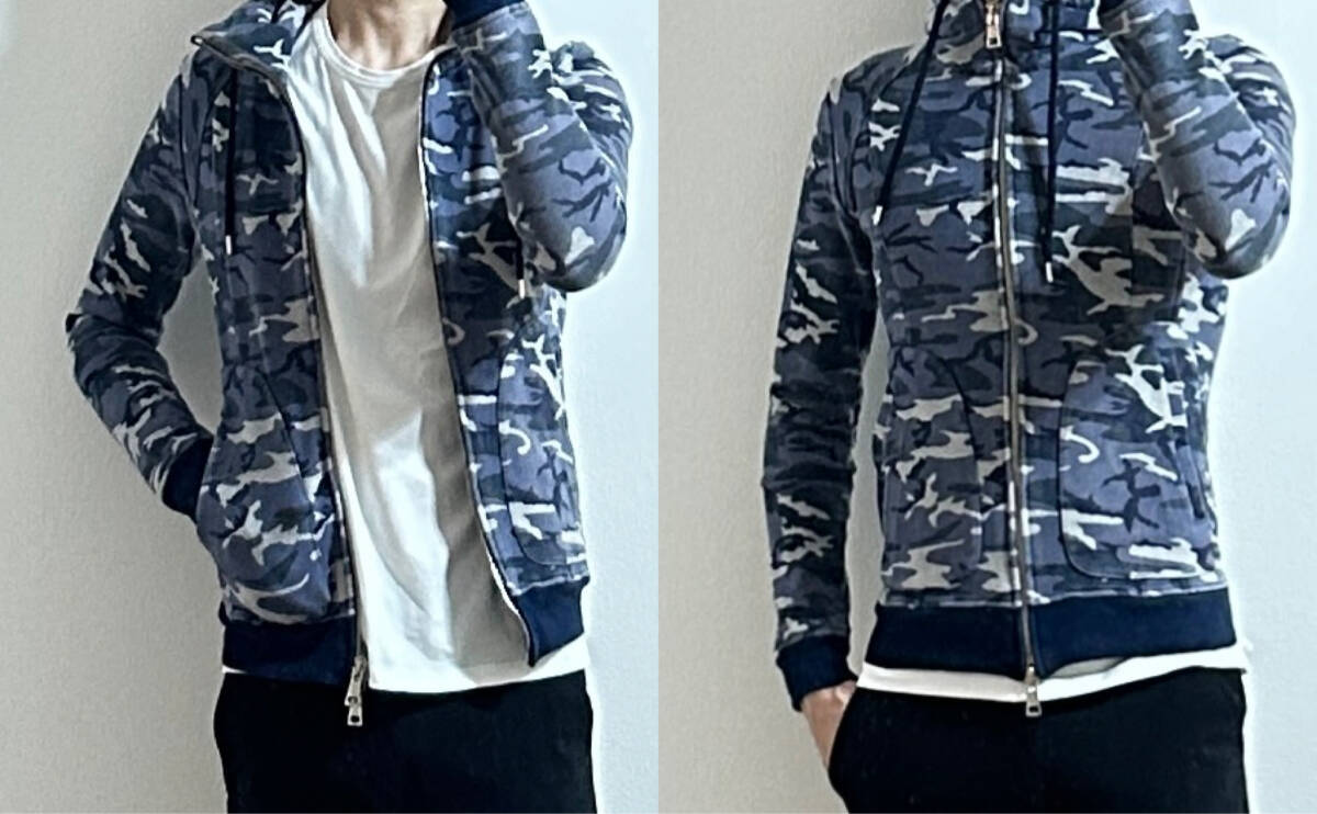 定価6 7万 AKM stretch jersey solid neck zip parka Mサイズ 紺 定価6 7万 AKM stretch jersey solid neck zip parka Mサイズ 紺