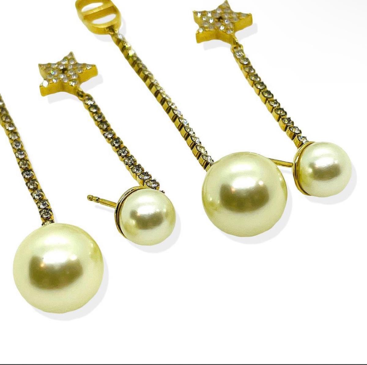 正規品 Dior ゴールドピアス パール付き
