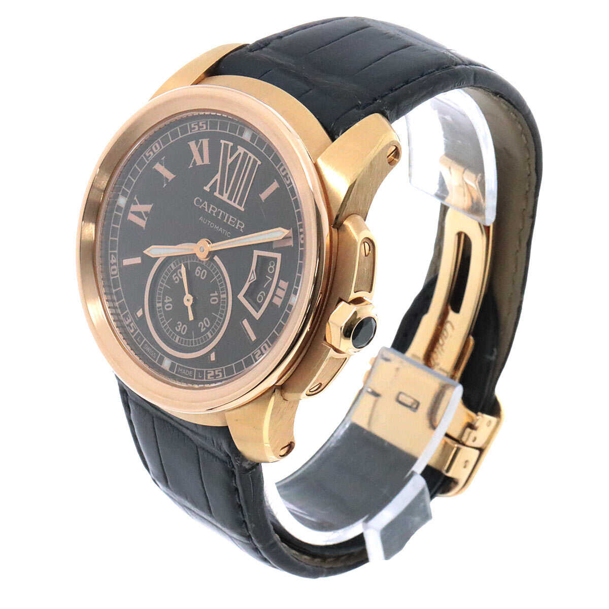  Cartier Cartier Carib rudu Cartier W7100007 мужские наручные часы Brown K18PG самозаводящиеся часы часы Calibre de Cartier 90224499