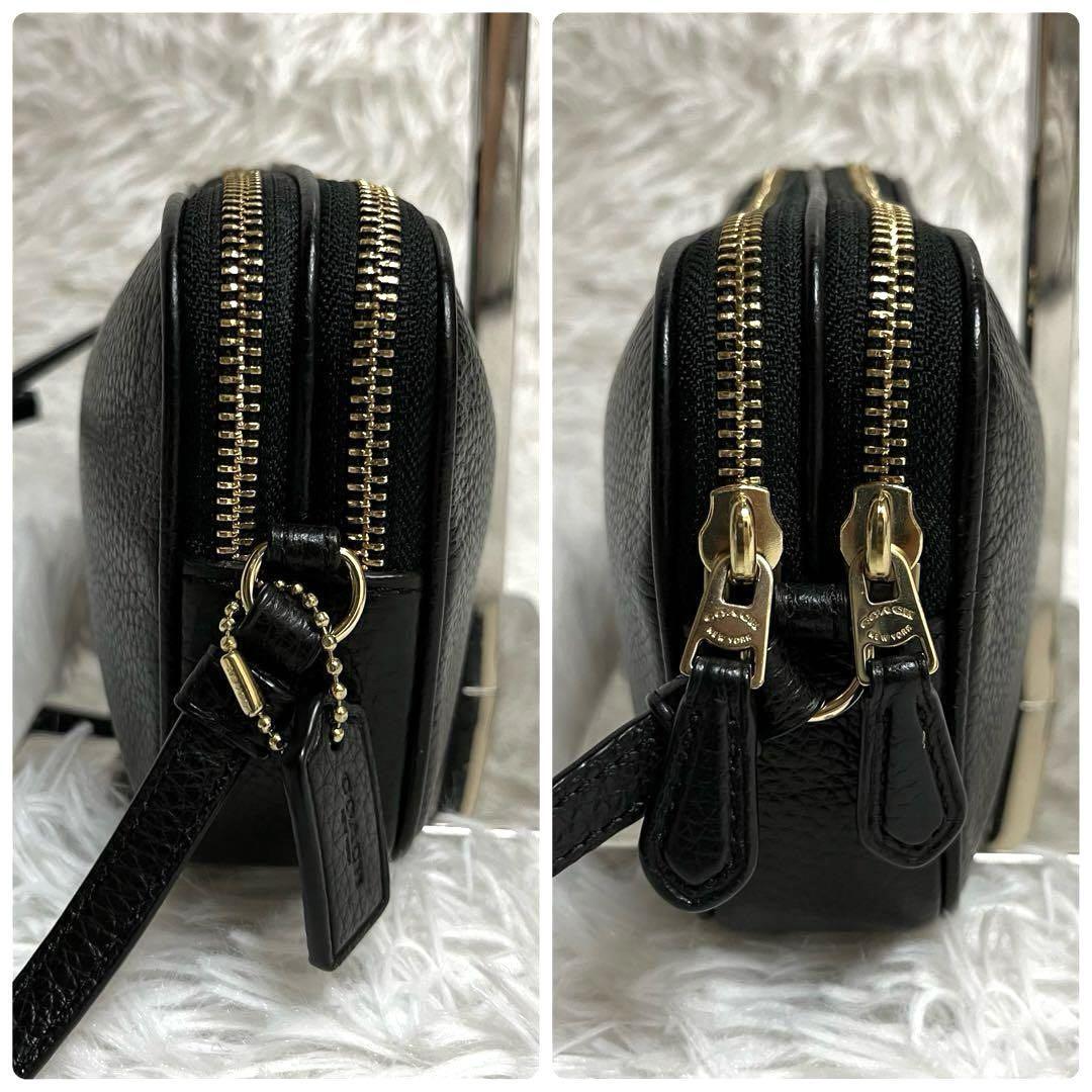 【新品・保管品】COACH ダブルファスナー ショルダーバッグ カメラバッグ 美品】COACH コーチ ショルダーバッグ オールレザー ブラック 2
