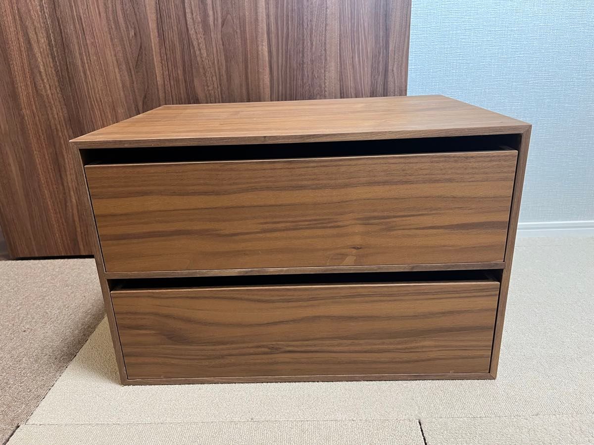 無印良品 木製収納ケース・引出式・2段・ワイド・ウォールナット 無印良品 木製収納ケース・引出式・2段・ワイド・ウォールナット
