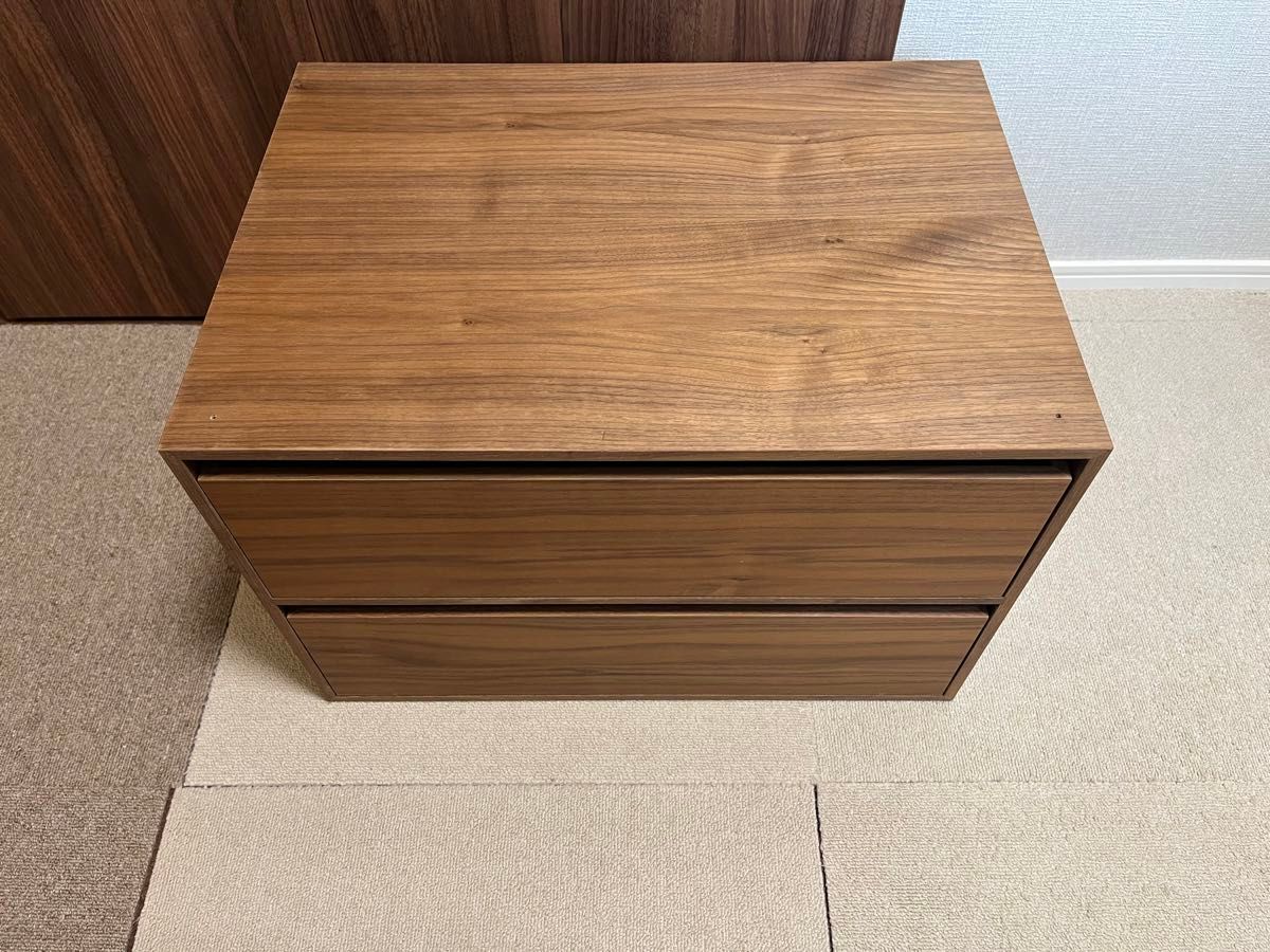 無印良品 木製収納ケース・引出式・2段・ワイド・ウォールナット 無印良品 木製収納ケース・引出式・2段・ワイド・ウォールナット