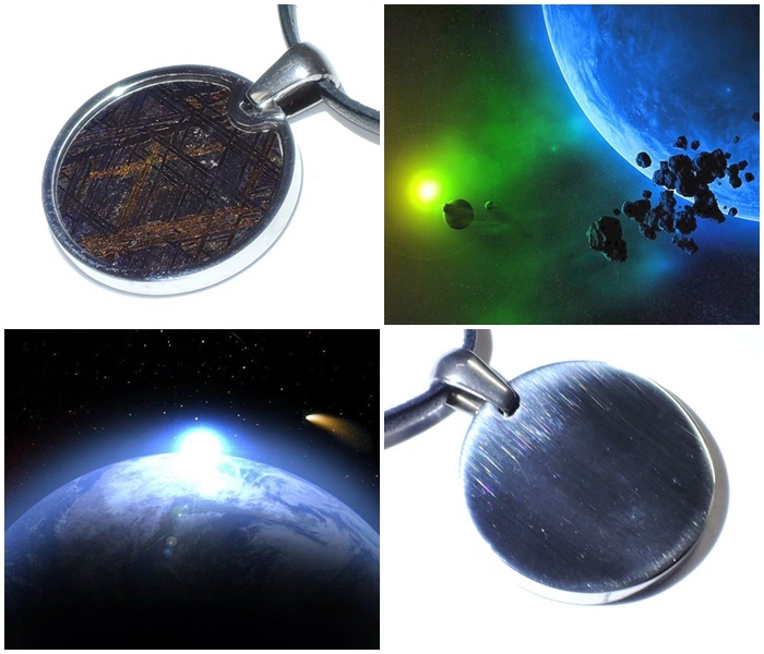 * cosmos meteorite *moni owner ru start iron meteorite 20mm* Space pendant necklace * leather cord man and woman use free size *kamesan
