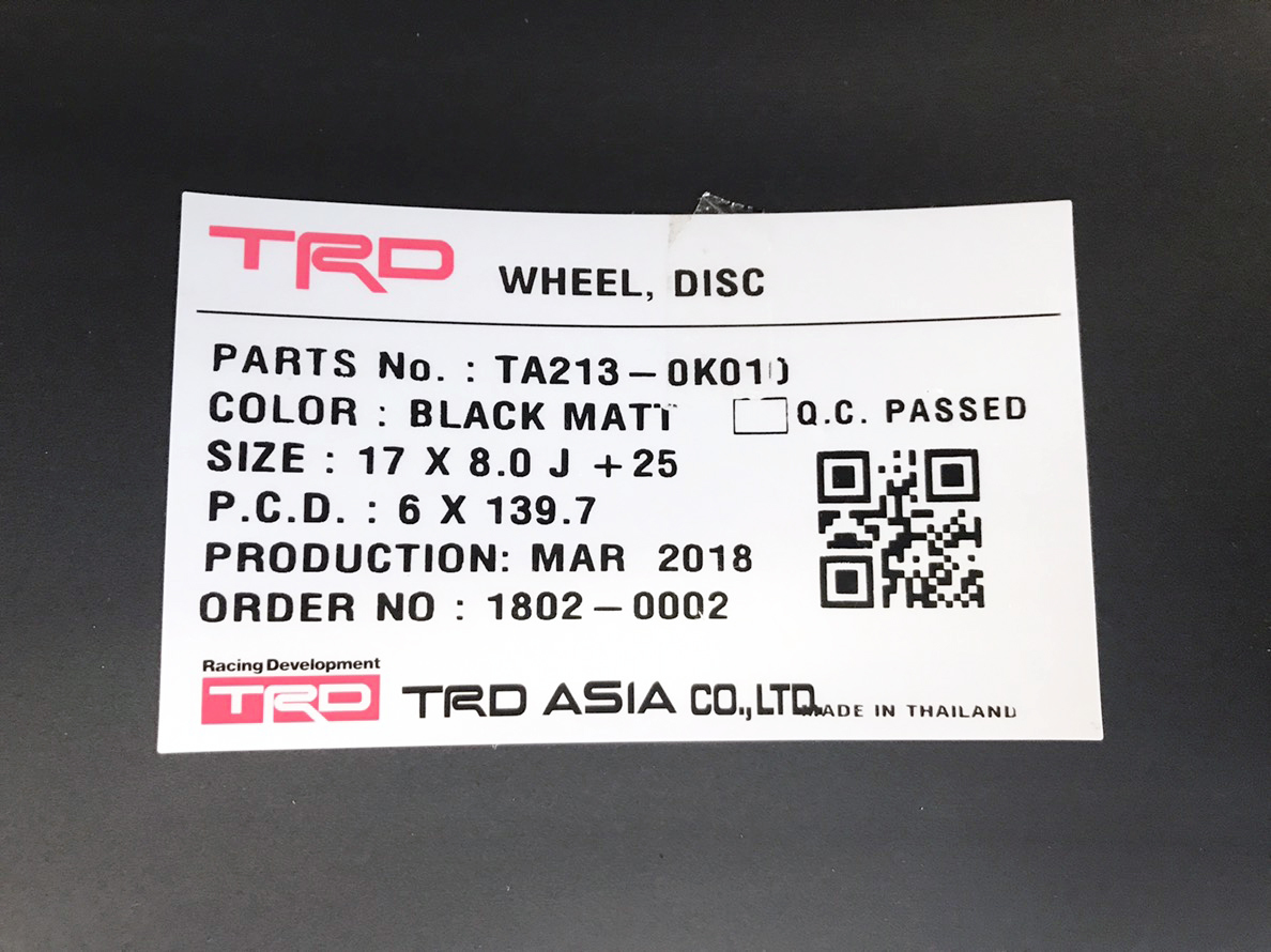  new model Hilux TRD mat black 17 -inch 8J+25 Thai TRD Asia regular goods aluminium wheel 4 pcs set immediate payment domestic stock TOYOTA HILUX GUN125