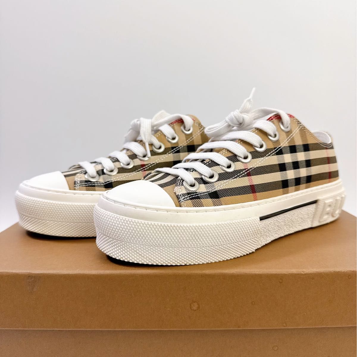 【BURBERRY】 チェック コットン スニーカー BURBERRY バーバリー ヴィンテージ チェック コットン