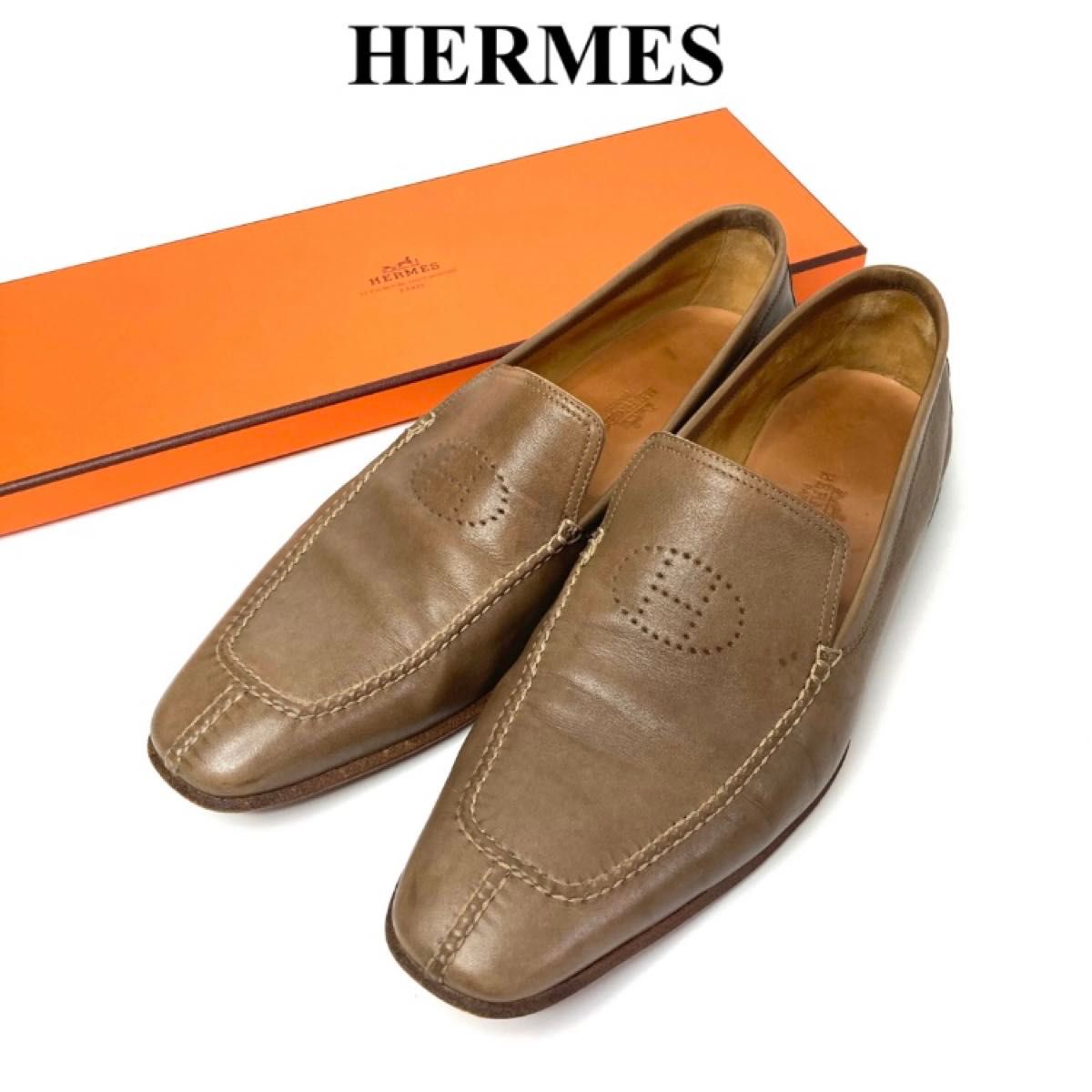 エルメス HERMES パンチング Hロゴ ローファー ビジネスシューズ エルメス HERMES パンチング Hロゴ ローファー ビジネスシューズ