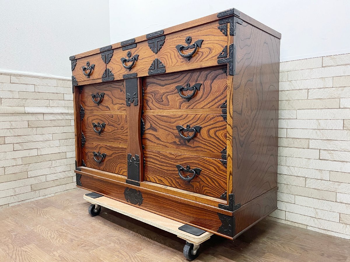 珍品 閂(かんぬき)付 岩谷堂箪笥 和箪笥 民芸家具 4段6杯チェスト 珍品 閂(かんぬき)付 岩谷堂箪笥 和箪笥 民芸家具 4段6杯チェスト