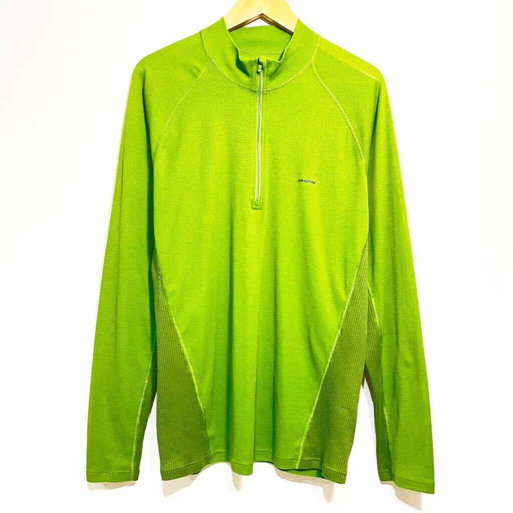 AS244cc Patagonia パタゴニア　Lサイズ　グリーン　メンズ長袖 ハーフジップ アウトドア 長袖プルオーバーシャツ カットソー ハイキング 