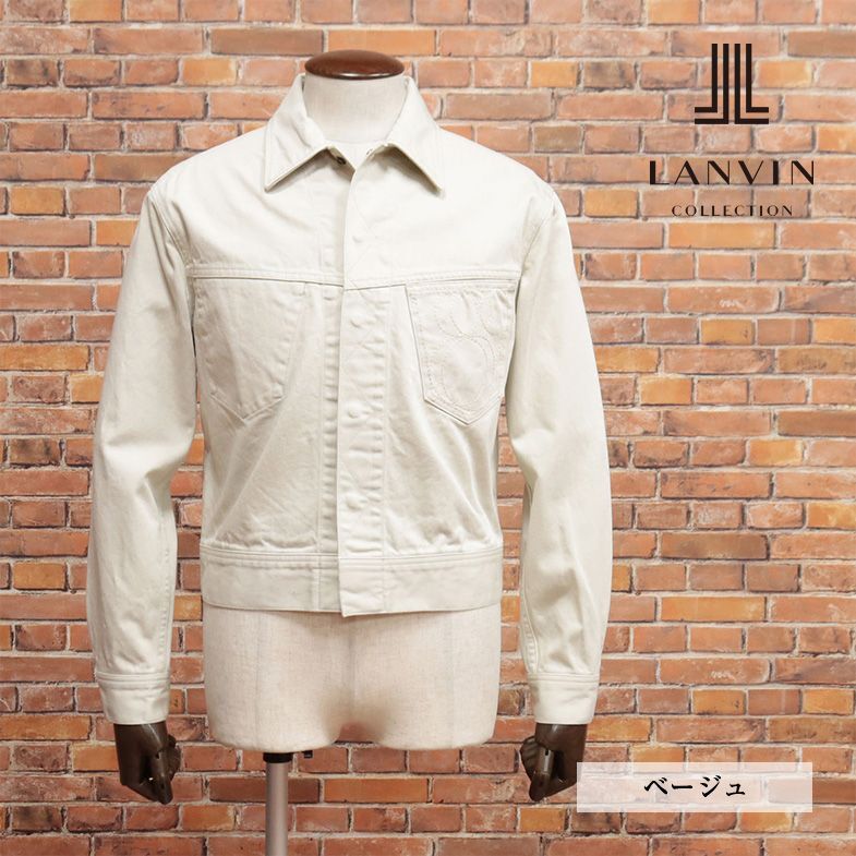 春夏/LANVIN COLLECTION/48サイズ/Gジャン ハリ コシ カラーデニム 無地 刺繍エンブロイダリー 日本製 新品/ベージュ/ib150/