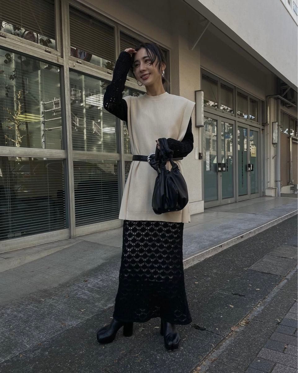 AMERI CROCHET RAGLAN LONG DRESS ロング ワンピース ameri AMERI CROCHET RAGLAN LONG DRESS ロング ワンピース ameri