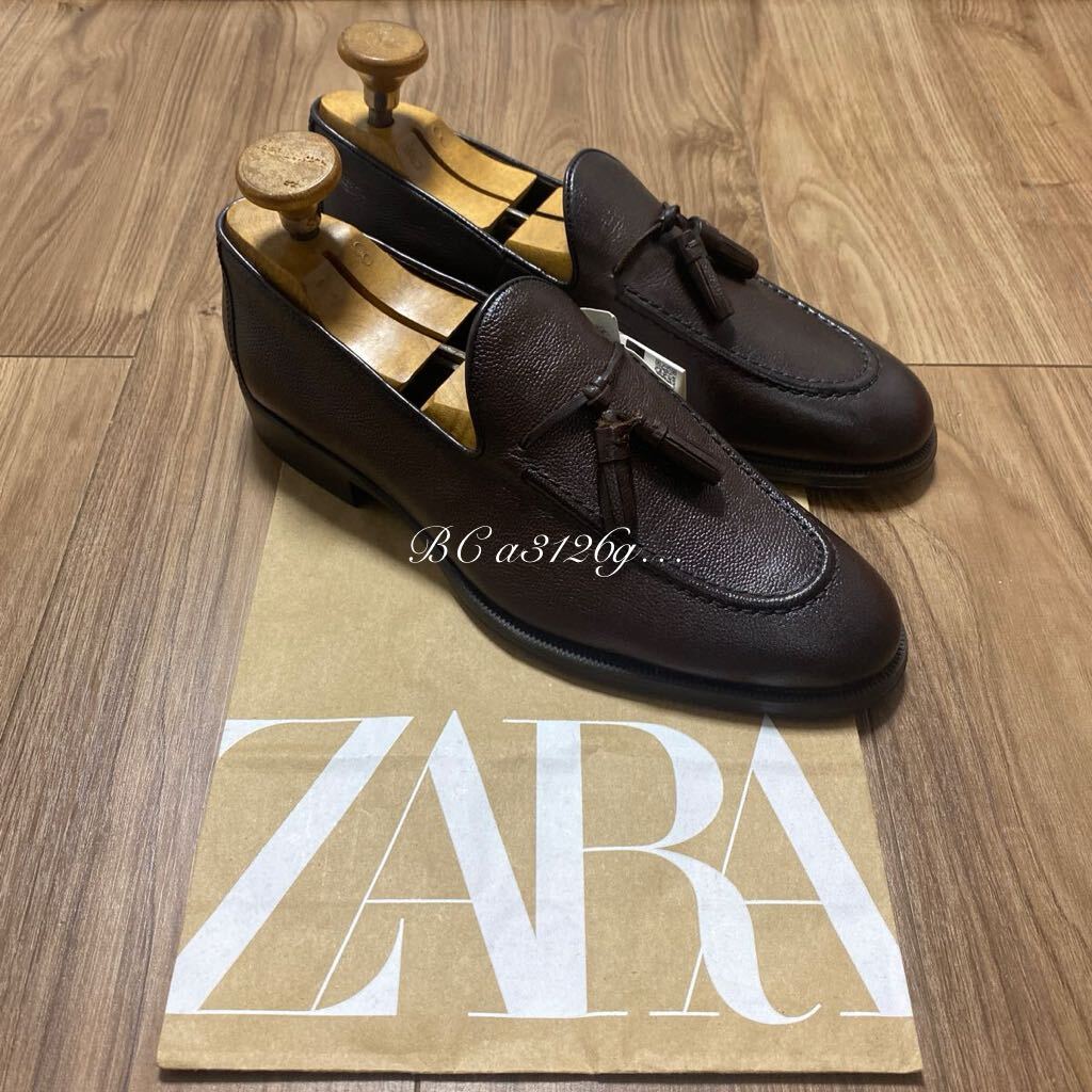 新品 ZARA 本革 タッセルローファー 27 0cm 41 BROWN メンズ 新品 ZARA 本革 タッセルローファー 27 0cm 41 BROWN メンズ