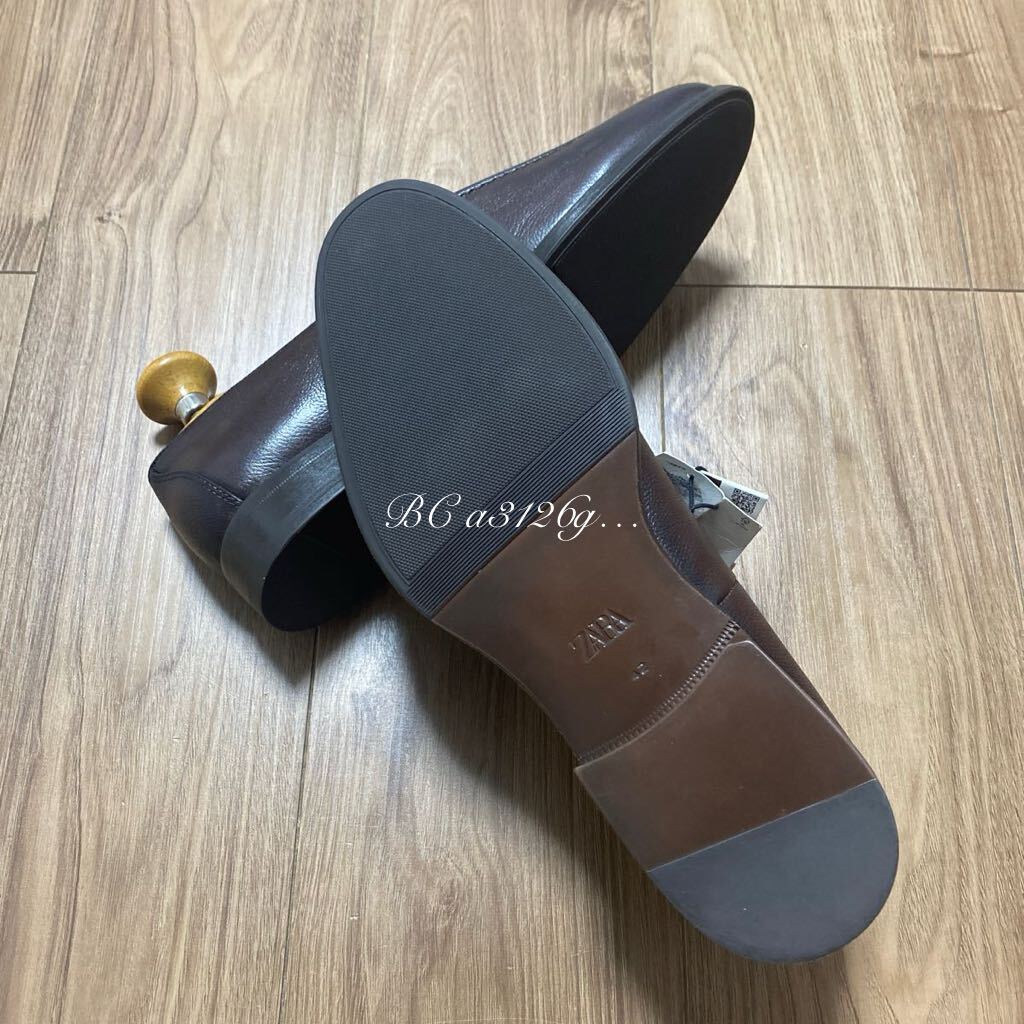 新品 ZARA 本革 タッセルローファー 27 0cm 41 BROWN メンズ 新品 ZARA 本革 タッセルローファー 27 0cm 41 BROWN メンズ