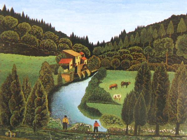 世界的に有名な モーリス・グリマルディ、風景、希少画集画、新品額装付、y321/5 自然、風景画