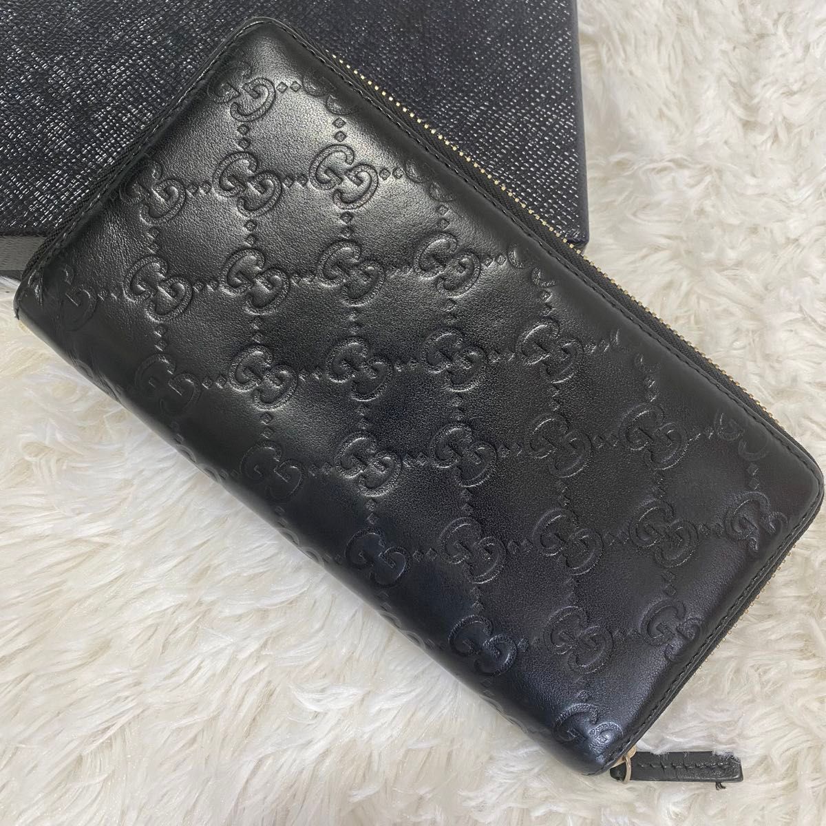 極美品】GUCCI グッチ 長財布 ラウンドファスナー GG柄 シマ 極美品】GUCCI グッチ 長財布 ラウンドファスナー GG柄 シマ