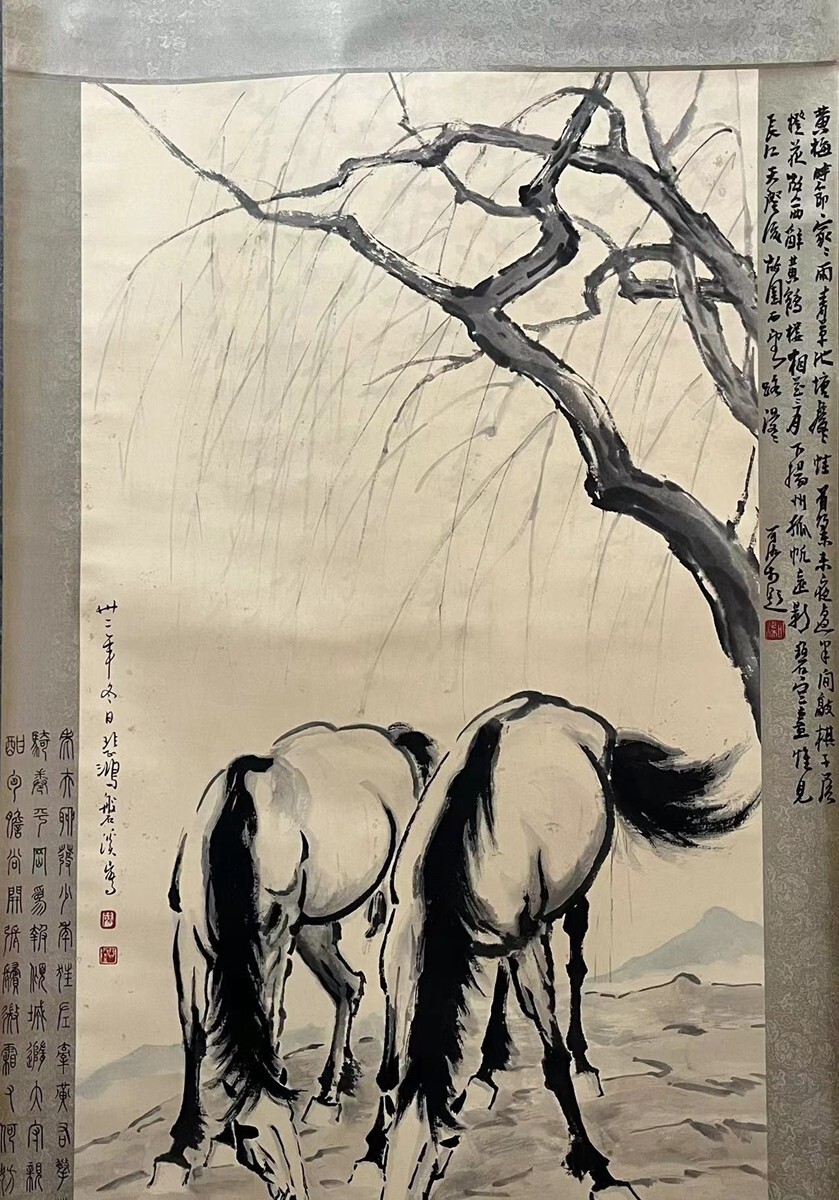 書道 書画 收藏 中国の有名な書道家【 古き良き徐悲鴻が対聯を 書道 書画 收藏 中国の有名な書道家【 古き良き徐悲鴻が対聯を