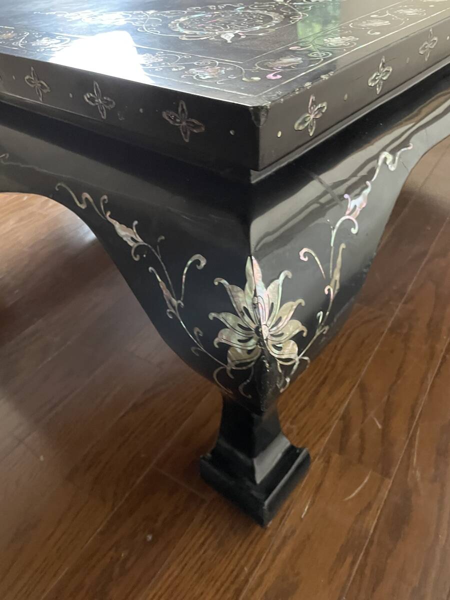 螺鈿細工 座卓 テーブル 福寿文字 猫脚 鳳凰 天板120cm×91cm 螺鈿細工 座卓 テーブル 福寿文字 猫脚 鳳凰 天板120cm×91cm