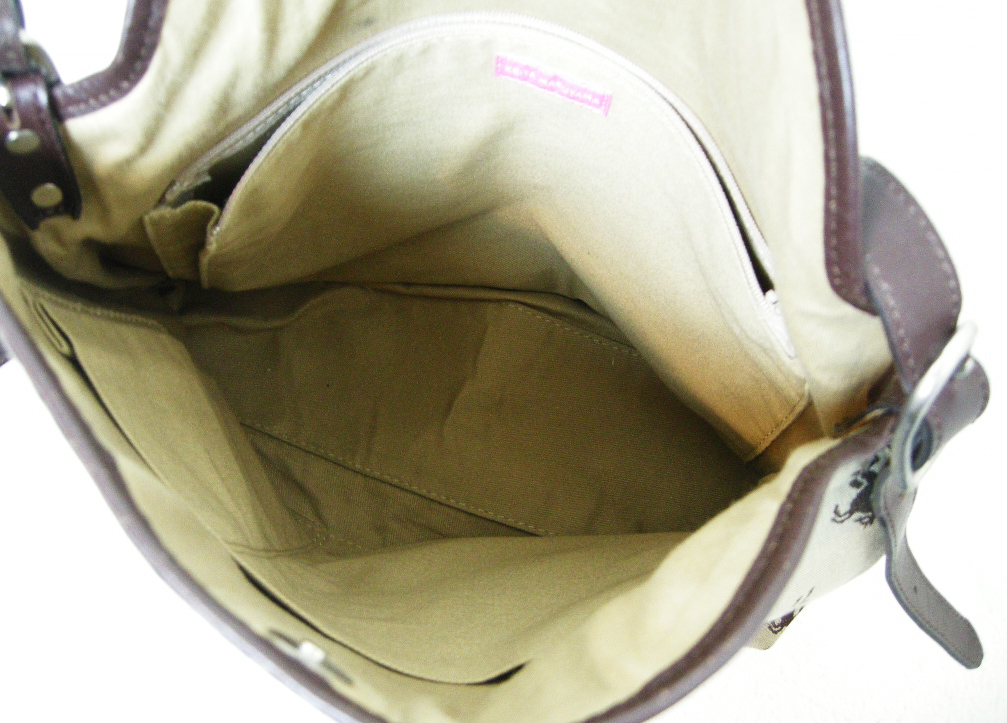 #KEITA MARUYAMA[ Keita Maruyama ] бежевый × чай общий рисунок ткань × кожа сумка на плечо #