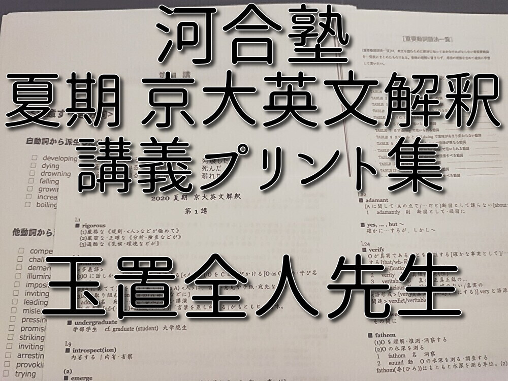河合塾 夏期 玉置全人先生 京大英文解釈 プリントフルセット 鉄 河合塾 夏期 玉置全人先生 京大英文解釈 プリントフルセット 鉄