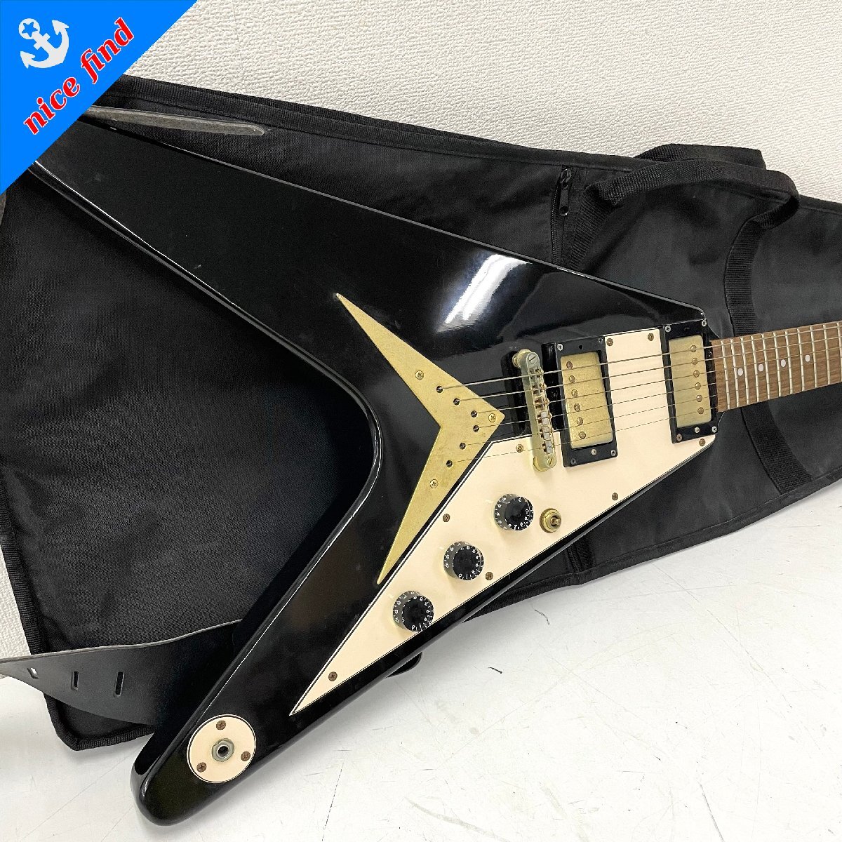 Barclay Flying V エレキギター ブラック Yahoo!オークション - バークレー Barclay フライングVタイプ