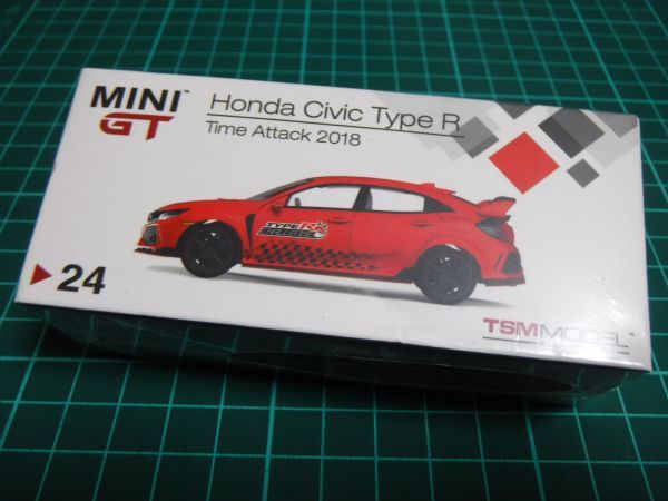 1/64　TSM MODEL MINI GT　HONDA シビック タイプR 　TIME ATTACK 2018 左ハンドル 赤　レッド　ホンダ_画像1