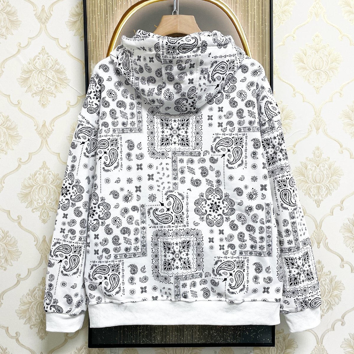  popular EU made & regular price 4 ten thousand *UABONI*Paris* Parker *yuaboni* Paris departure * Hsu pima cotton thin ICT cashew pattern f-ti jacket sweatshirt M/46