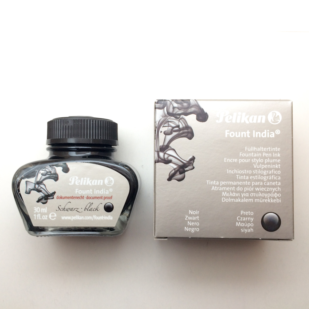 【稀少品】■Pelikan ペリカン Fount India 万年筆 対応 カーボン 耐光性 顔料インク 黒 30ml 製図用 証券用 文書 絵に 新品■領収書可_画像2