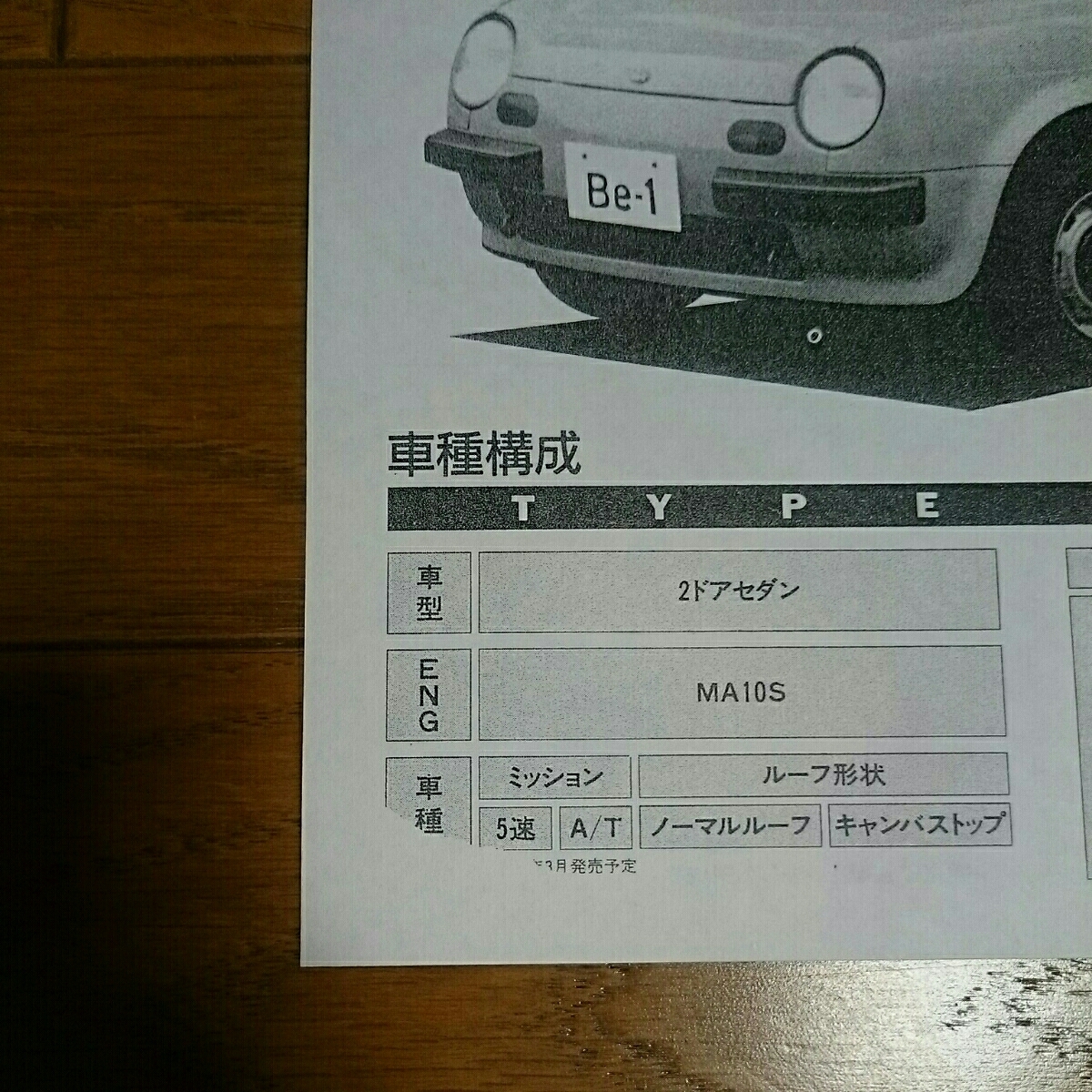 昭和62年1月・K10・日産・Ｂｅ－１・車両価格表のみ・カタログ　無_画像2