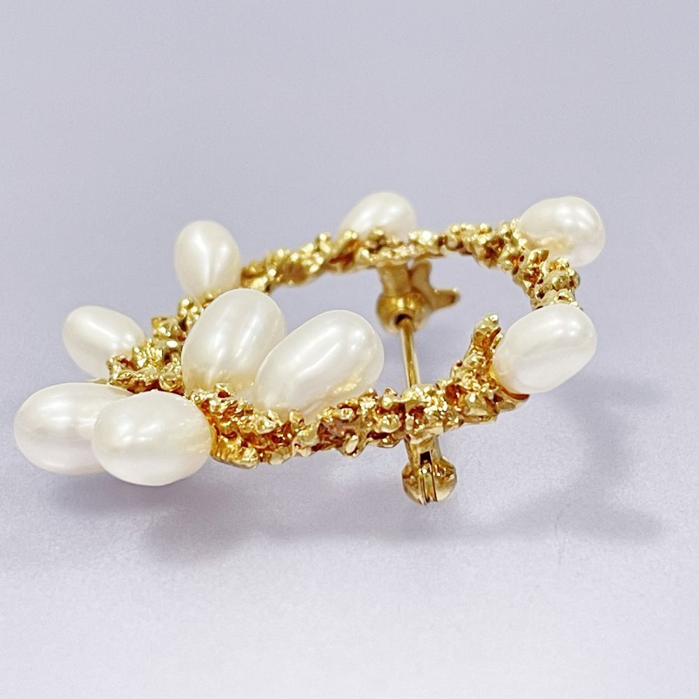  used / MIKIMOTO Mikimoto K18YG brooch round pearl approximately 4.0~5.0mm lady's Gold 20479869