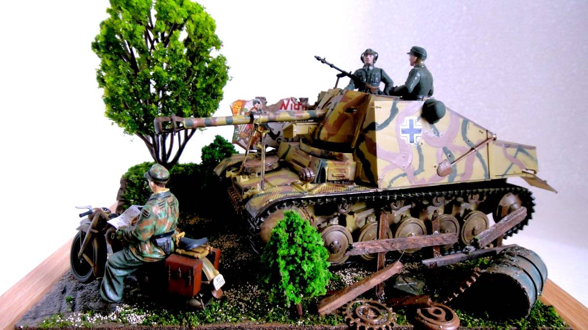 1/35(謀殺Ⅱ進攻)military 透視畫 成品普通包裹OK 原文:1/35 (マーダーⅡ進撃)　ミリタリー　ジオラマ 完成品 定形外OK