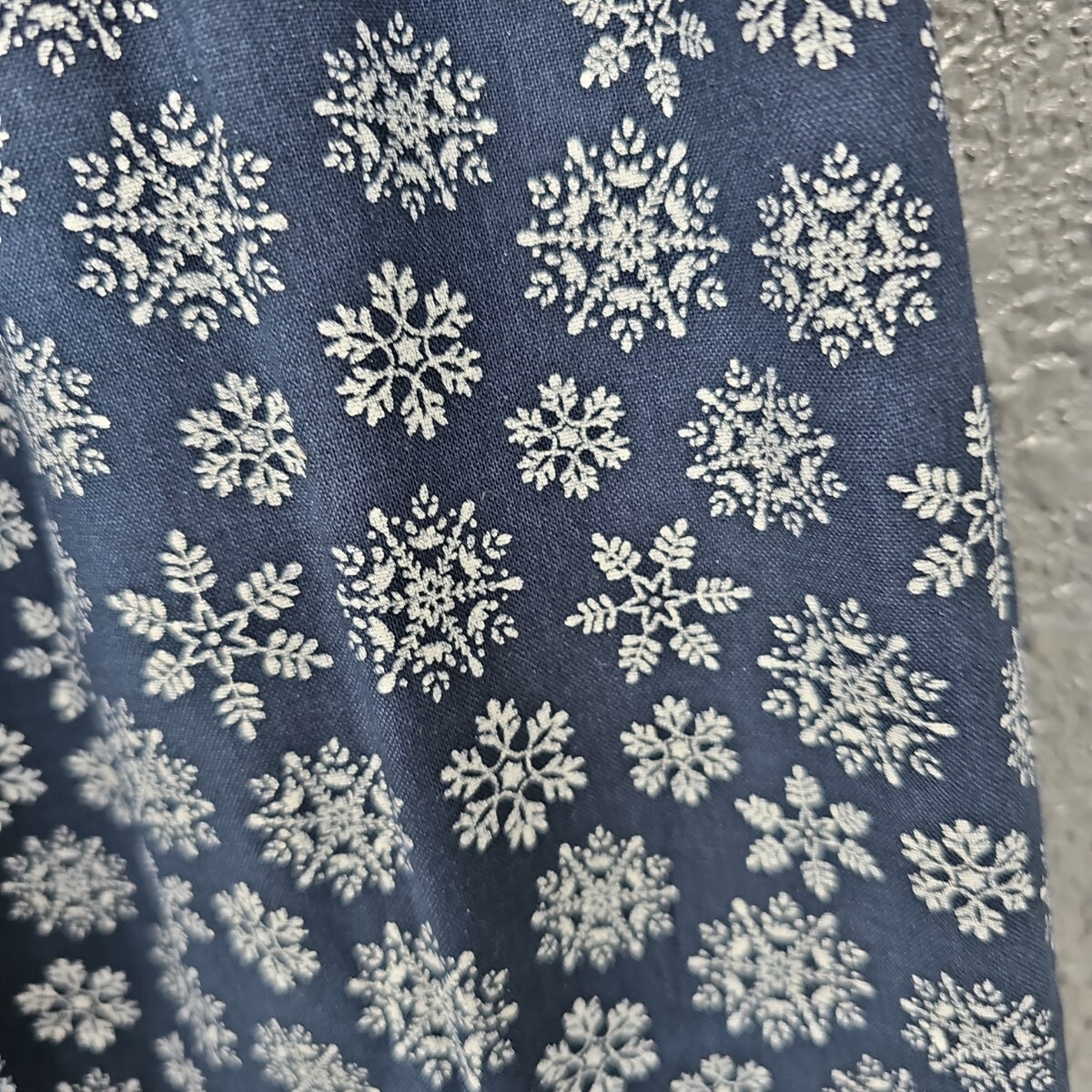 即決 送料無料 ハンドメイド USAコットン ベナテックス 紺ネイビー 雪の結晶 部屋着 パジャマのズボン 股上40㎝ 総ゴム 3L4L