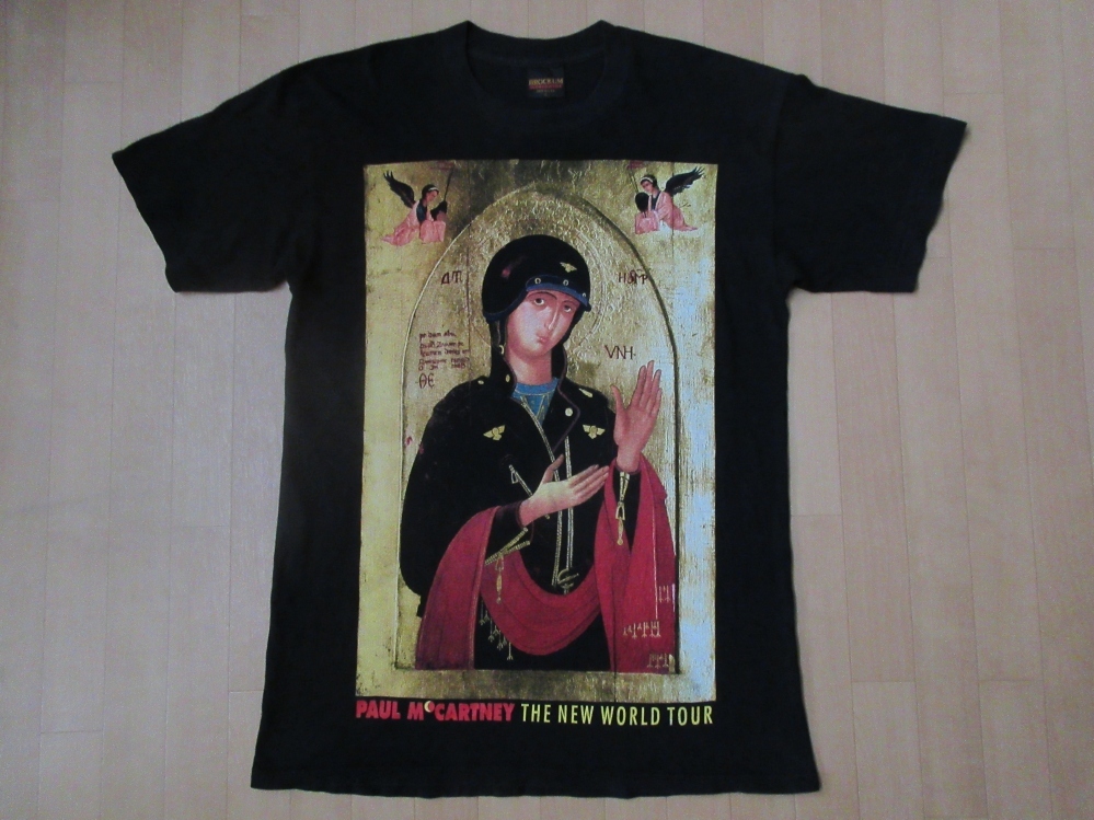 90's USA製 ポール・マッカートニー THE NEW WORLD TOUR 絵画 Tシャツ L Paul McCartney 日本公演 ビートルズ ROCK バンド ART 芸術 美術館の画像2