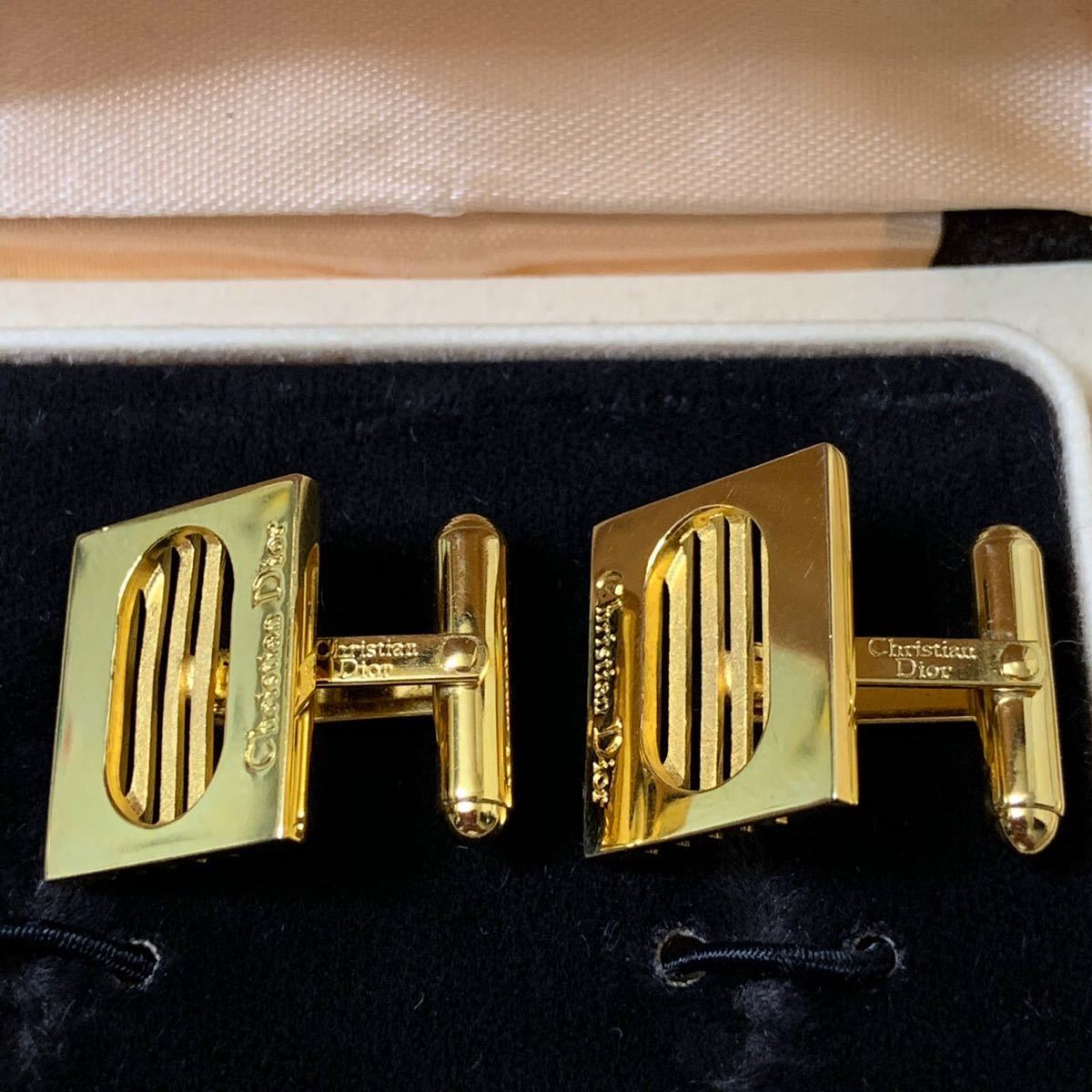 Christian Dior クリスチャン ディオール カフスボタン スクエア型 ゴールド 紳士